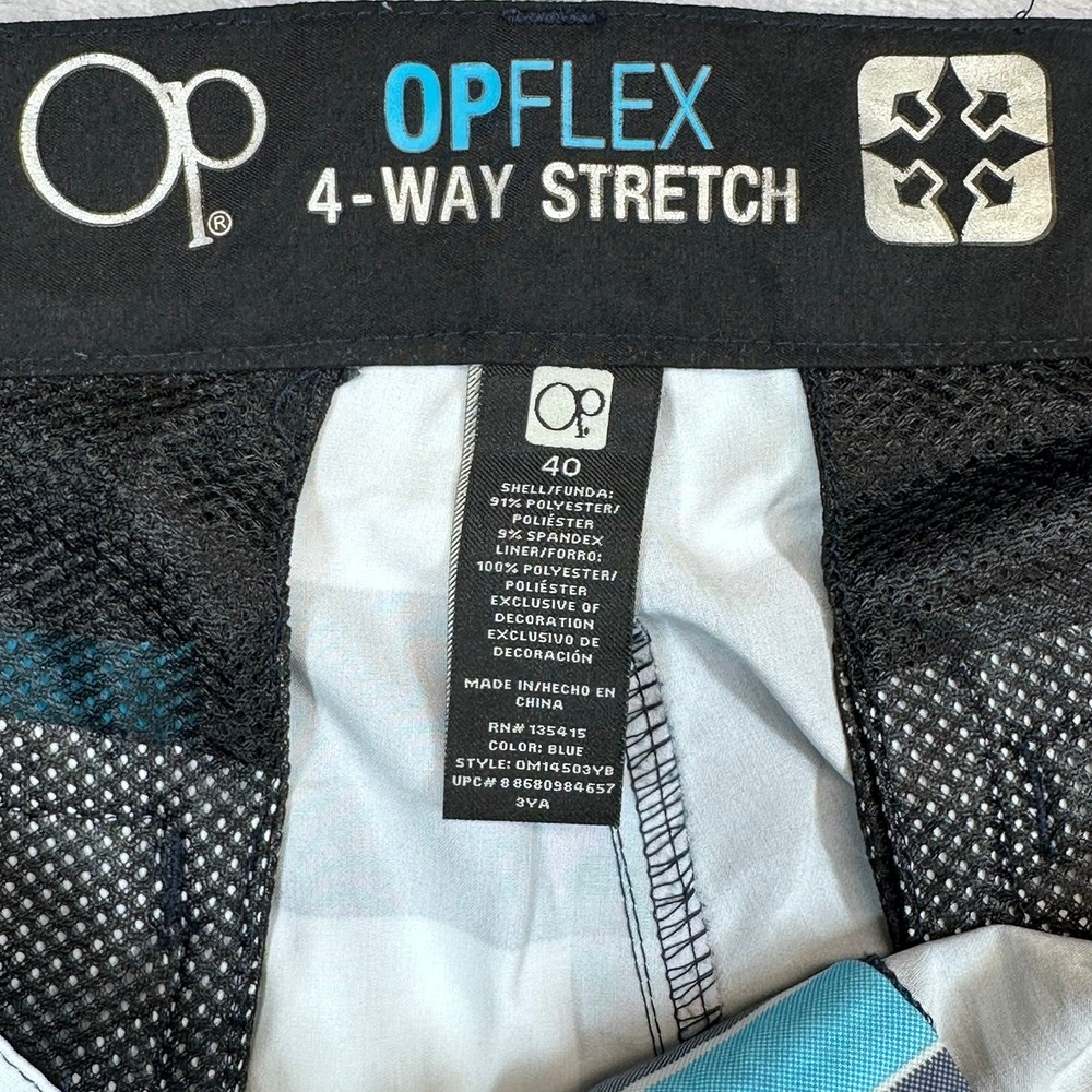 OP Shorts Men 40 Blue Plaid OPFlex 4-Way Stretch Hybrid Boardshorts OM14503YB - Picture 2 of 8